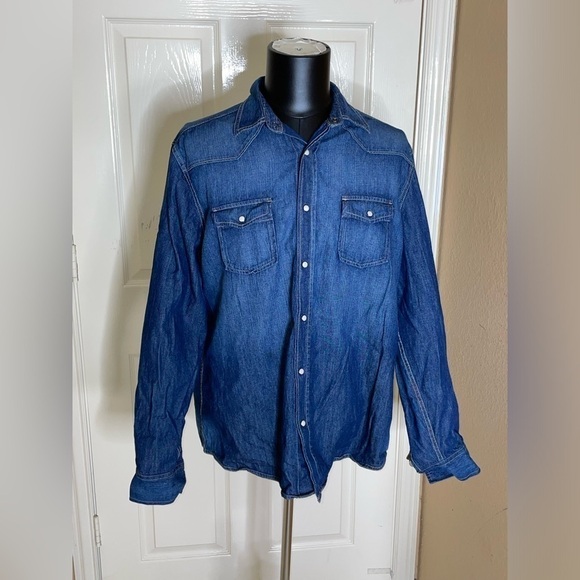 Vintage Red Camel Shirt /Blue/Denim Cotton Pearl Snaps Men's XL - Picture 5 of 9